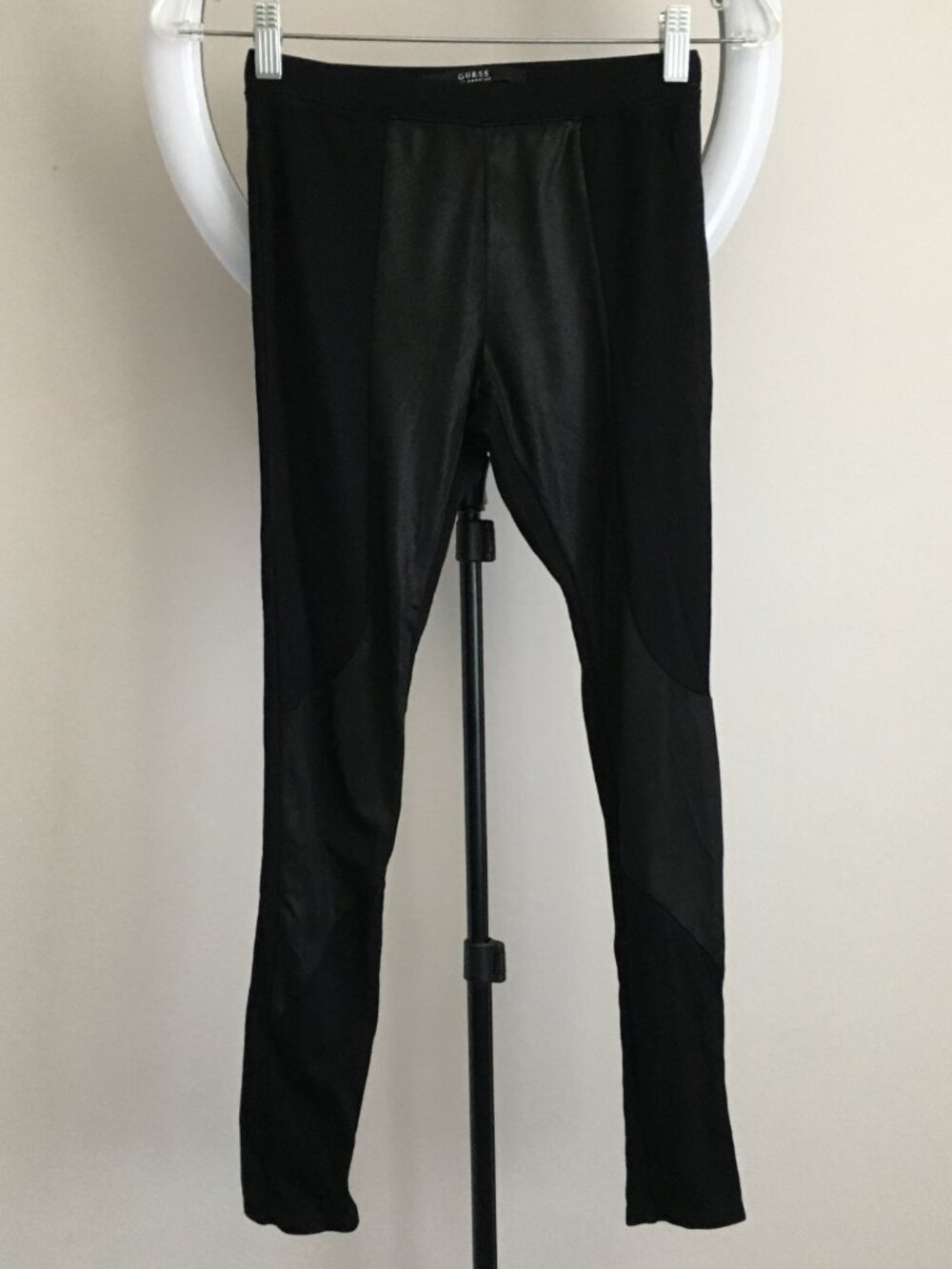GUESS Black Solid Coated Pull On Slim Fit Stretch Skinny Leg Leggings Pant